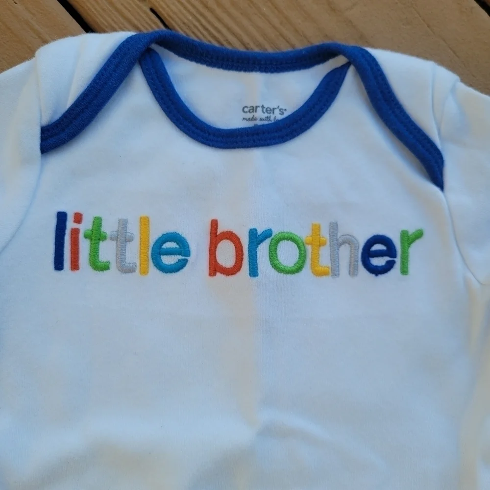 3/$15 NWOT Carter's "Little Brother" Onesie▪︎0-3 - Picture 2 of 5